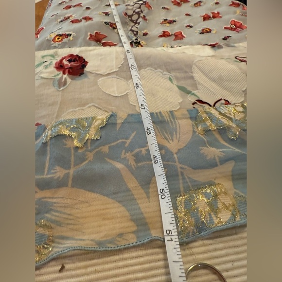 Anna Sui Silk Blend Boho Patchwork Slip Dress Size 2 – Floral Lace Trim Midi - Picture 11 of 12